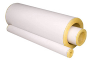 Fiberglass pipe insulation with white FSK jacketing
